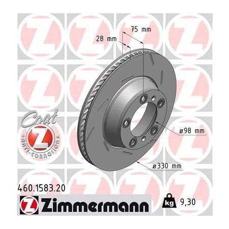 Zimmermann Rear Brake Rotor, 460158320 460158320